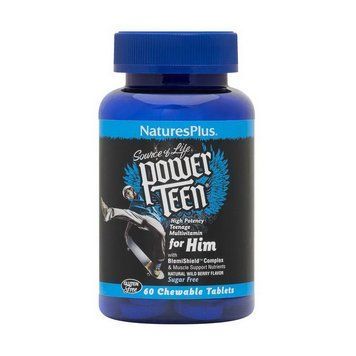 Natures Plus Power Teen for Him multivitamin (60 chew tabs, wild berry)