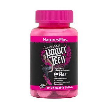 Natures Plus Power Teen for Her multivitamin (60 chew tabs, wild berry)