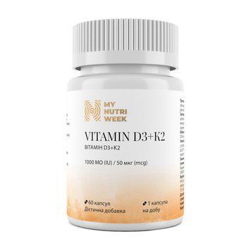 My Nutri Week Vitamin D3+K2 1000 IU (50 mcg) (60 caps)